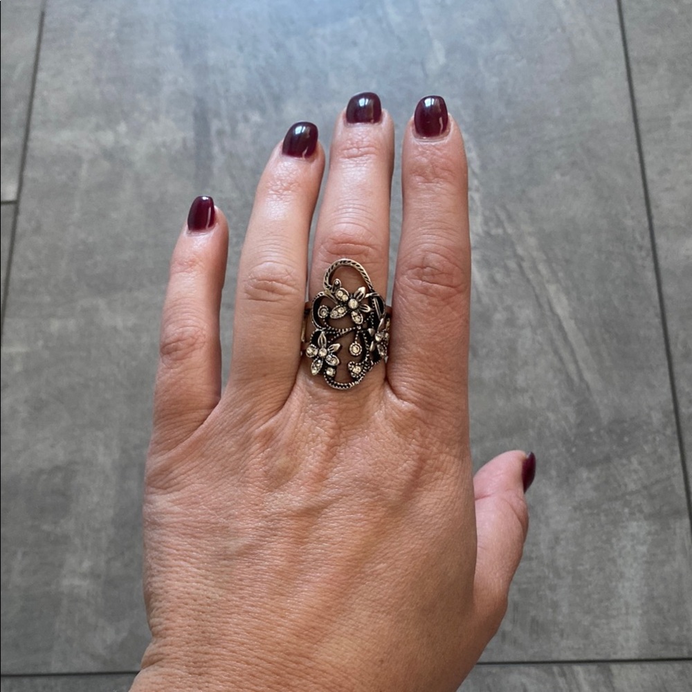 Floral Silver-Tone Ring